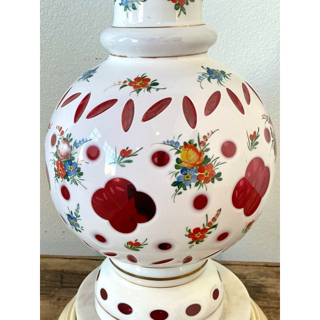 Vintage Cut Colored Glass Table Lamp For Sale - Image 9 of 12