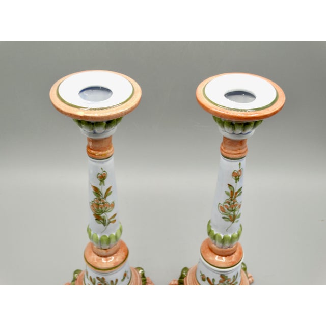 White Glazes Italian Candlesticks With Paw Feet, a Pair For Sale - Image 8 of 10