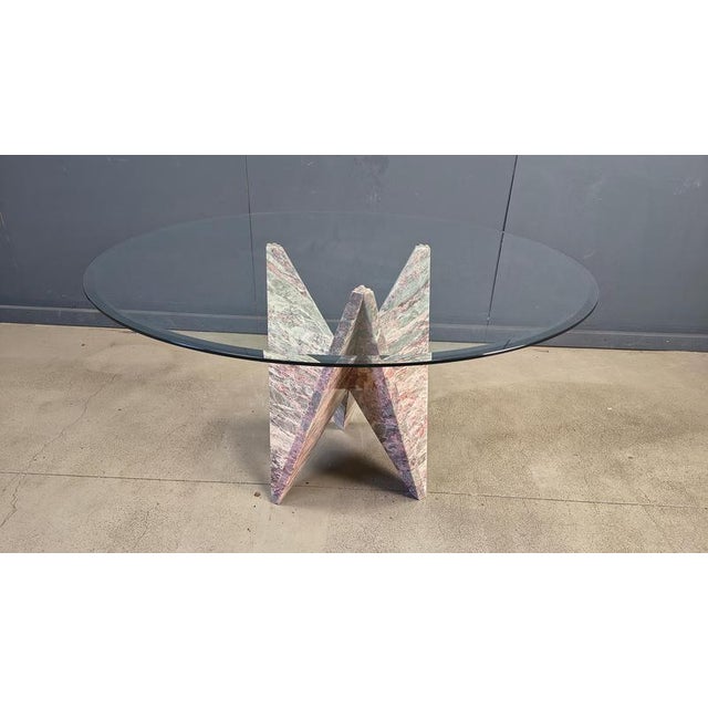 Architectural Marble and Glass Dining Table, 1970s For Sale - Image 13 of 15