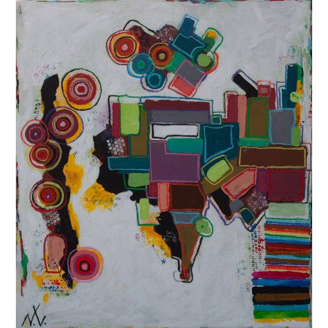 “Assembling the Self” is an original abstract painting reflecting inner transformation after transition. Fragmented...