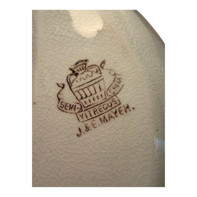Antique J & E Mayer Semi Vitreous China Crescent Bone Plates 1881-1899 - Set of 6 For Sale