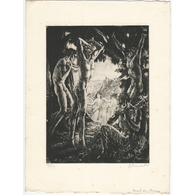 Raphaël Drouart (1884 1972) Éveil des faunes (The Awakening of the Fauns) Original Etching on Paper 1920s Size (overall):...