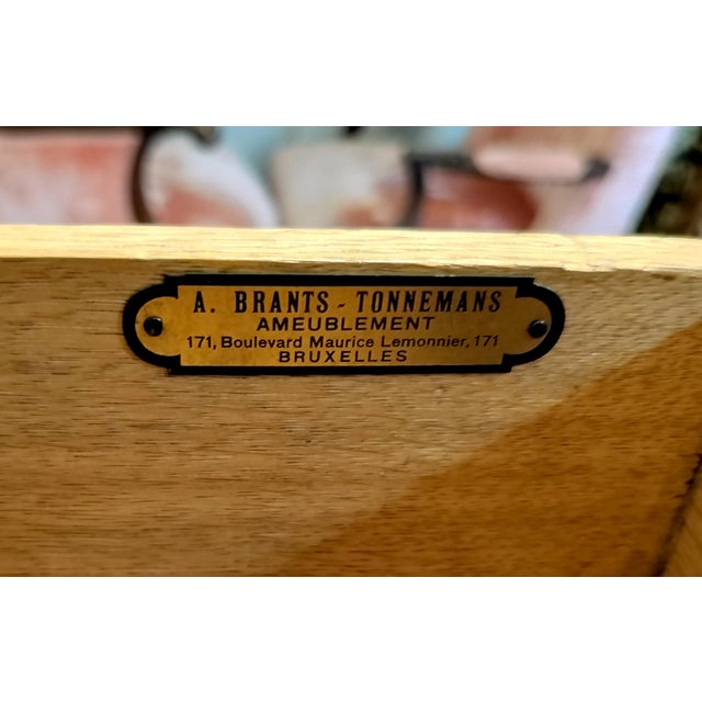 Wood Belgian Louis XVI Style Marble Top Marquetry Sideboard With Decorative Brass For Sale - Image 7 of 11