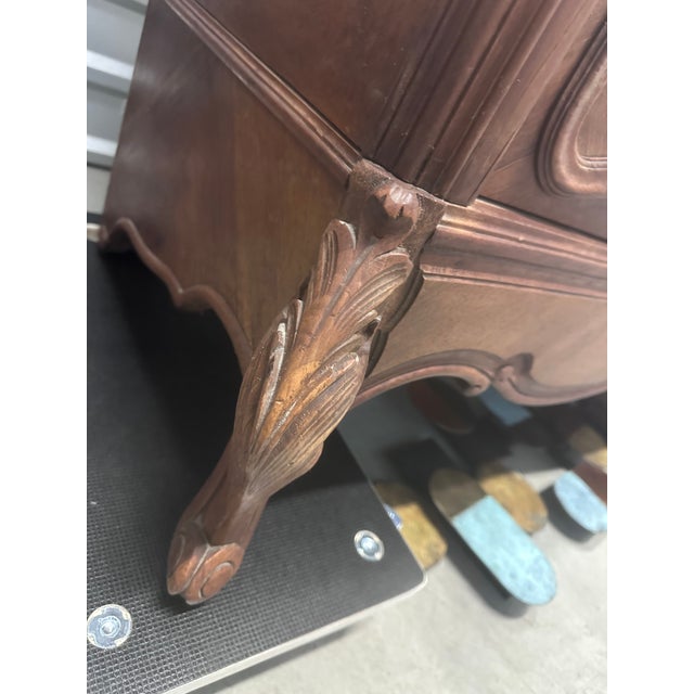 19th Century French Louis XV Walnut Wood Armoire Mirror Three Antique For Sale - Image 11 of 17