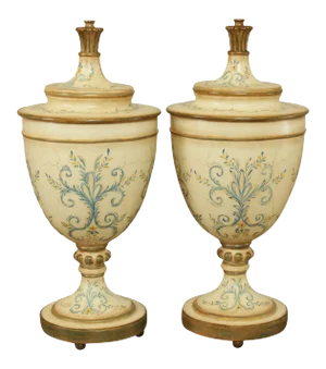 Sarried, LTD. Hand Painted Decorative Lidded Vases - a Pair