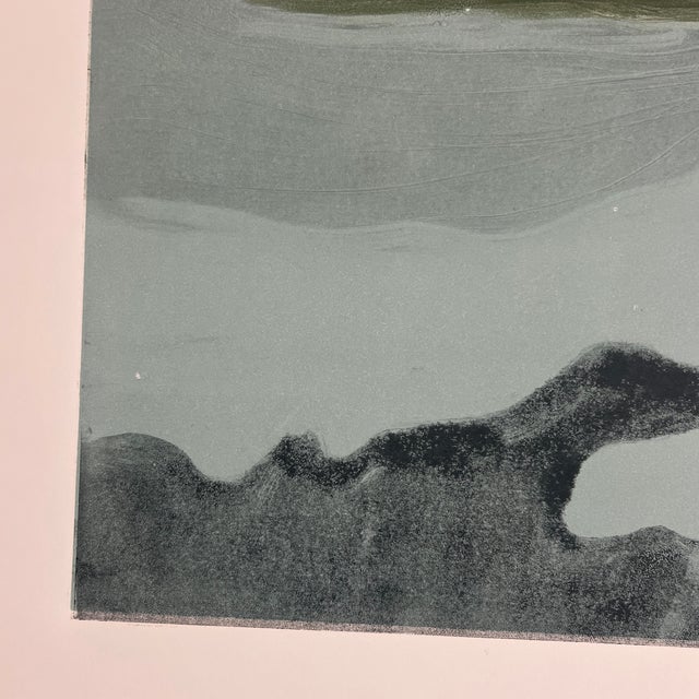 Contemporary Original Signed 2026 Seascape Monotype Artwork, Unframed 18 X 24 For Sale - Image 3 of 5