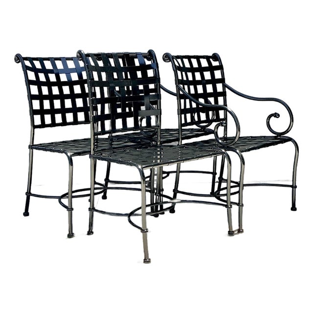 Vintage Brown Jordan Wrought Iron “Florentine” Dining Chairs - Set of 4 For Sale