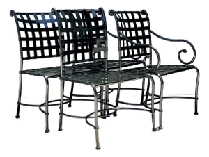 Vintage Brown Jordan Wrought Iron “Florentine” Dining Chairs - Set of 4