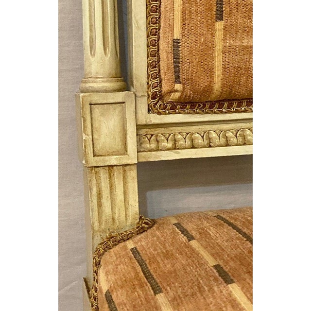 1960s A Swedish Louis XVI Style Dining / Side Chair Painted Carved Frame New Fabric 1 For Sale - Image 5 of 12