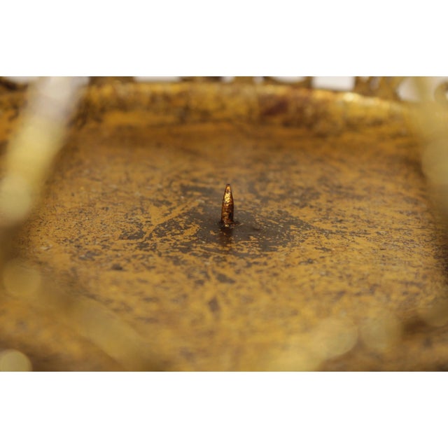 Hollywood Regency Gilt Metal Scroll Candle Stands - A Pair For Sale - Image 11 of 13