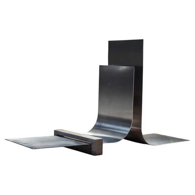 Metal Collision 3.0 Floor Lamp in Aluminum and Travertine by D´ARK Atelier For Sale - Image 7 of 7