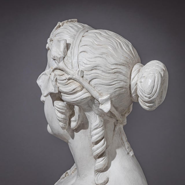 Art Nouveau Female Bust with Vine Leaves, Early 20th Century, Plaster For Sale - Image 5 of 9