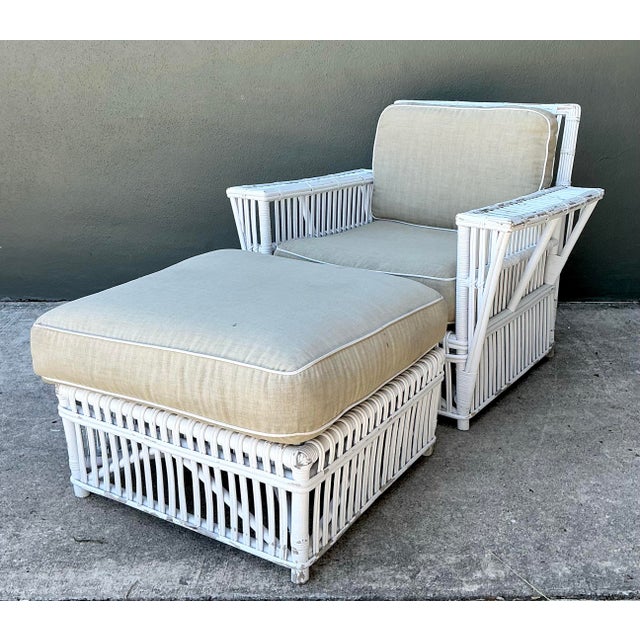 Vintage Rattan Lounge Chair and Ottoman After Bielecky Brothers For Sale - Image 12 of 12