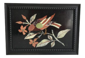 Vintage 1950s Pietra Dura Plaque of a Bird, Made in Italy