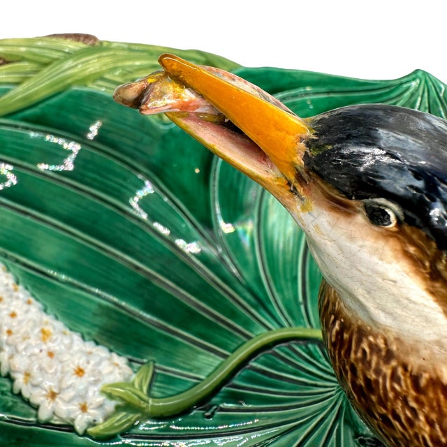 A George Jones Majolica Kingfisher on Lily Pad Luncheon Tray, English, Ca. 1875 For Sale - Image 9 of 12