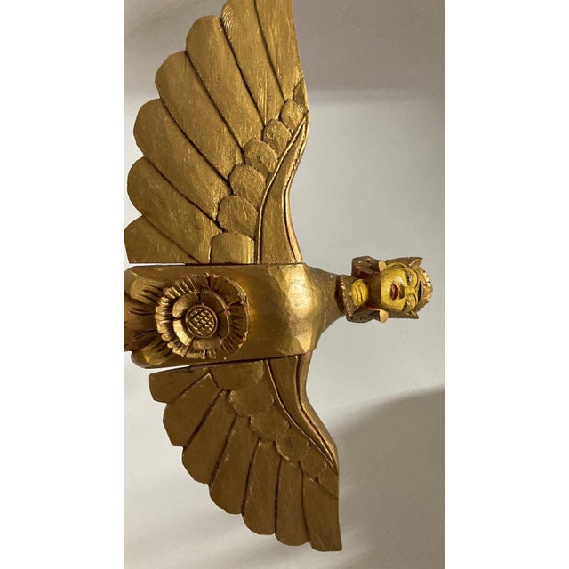 Folk Art Antique Carved Winged Kinnara Winged Deity Goddess Thailand For Sale - Image 3 of 10