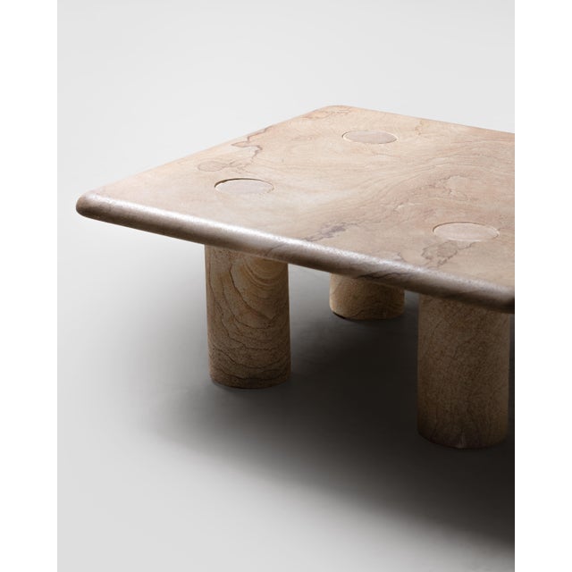 Golden Stone Tables with Interlocking Legs, 1970s, Set of 3 For Sale - Image 10 of 18