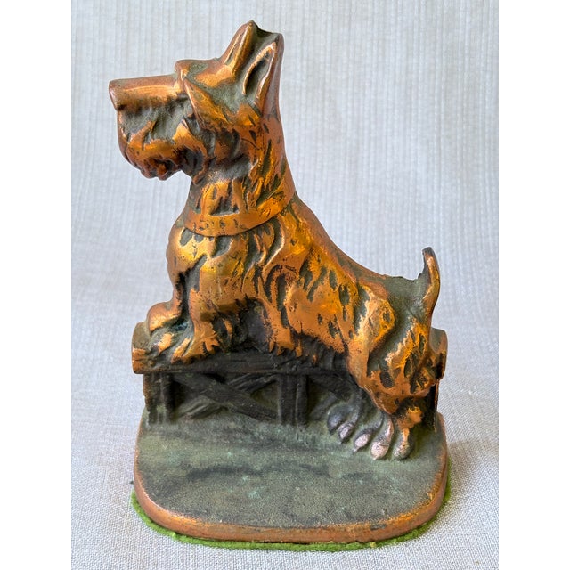 Vintage Cast Iron Copper Scottie Dog Bookends a Pair For Sale - Image 10 of 15