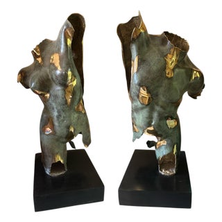 20th Century Bronze Nude Male Sculptures, Set of 2 For Sale