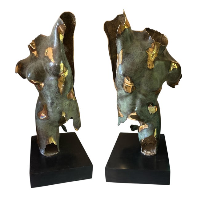 20th Century Bronze Nude Male Sculptures, Set of 2 For Sale