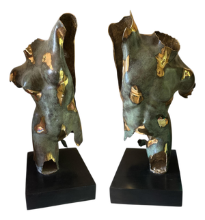 20th Century Bronze Nude Male Sculptures, Set of 2