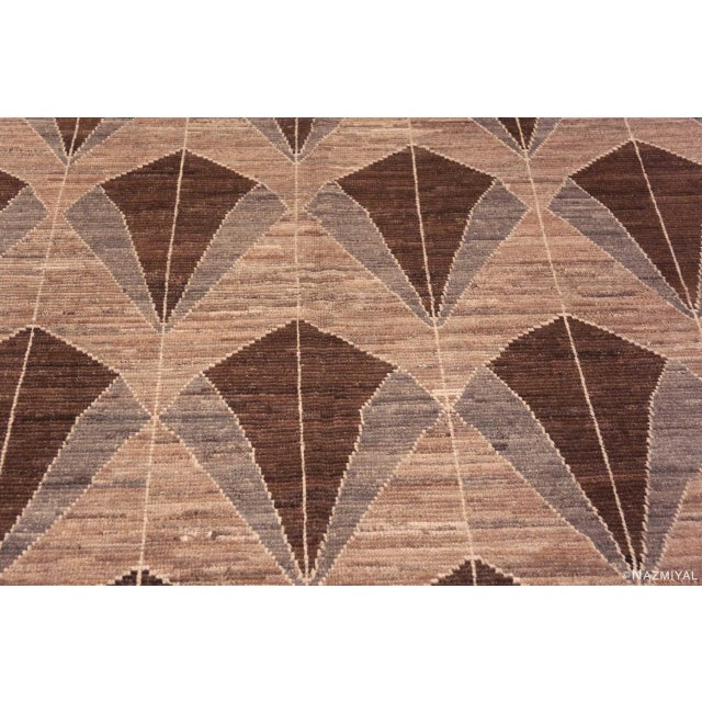 Nazmiyal Collection Earthy Brown and Neutral Grey Color Large Scale Geometric Modern Rug For Sale In New York - Image 6 of 7