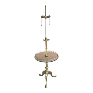 Mid Century Stiffel Tri-Leg Brass & Glass Table Floor Lamp Vintage For Sale