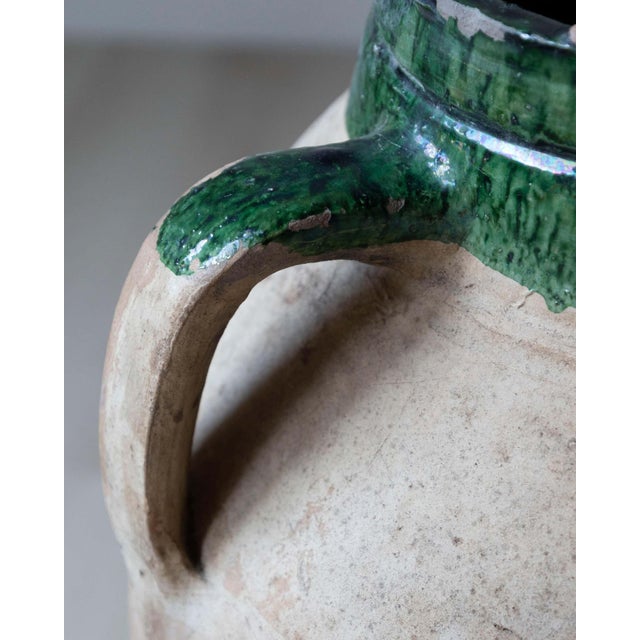 19th Century Mediterranean Terracotta Jar with Green Glazed Rim and Handles For Sale - Image 11 of 12