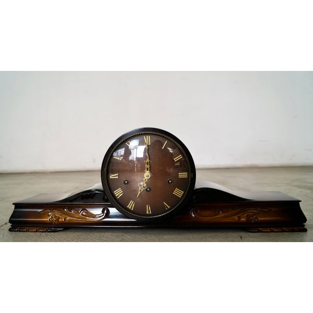 Art Deco 1950’s Franz Hermle Mantel Clock For Sale - Image 3 of 12
