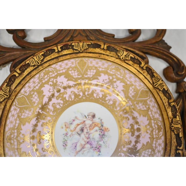 Porcelain Cherub Plates with Gilt Frames, Set of 2 For Sale - Image 9 of 13