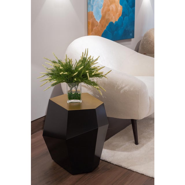 Three Rocks High Side Table in Black Lacquered and Top in Brushed Brass from Insidherland For Sale - Image 10 of 13