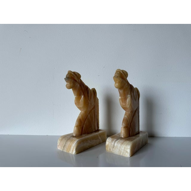 Beige Vintage Carved Marble Horse Head Bookends - a Pair For Sale - Image 8 of 11