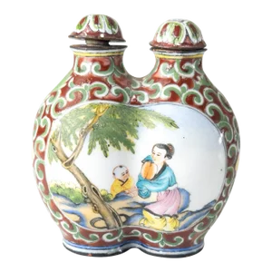 Late 20th Century Chinese Canton Enamel Double Snuff Bottle