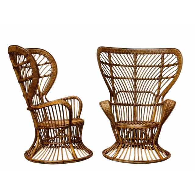 Mid-Century Modern Biancamano Rattan Armcahirs by Lio Carminati & Gio Ponti, Italy, 1950s, Set of 2 For Sale - Image 3 of 8