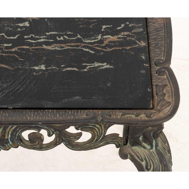 Louis XV Style Faux Marble Top Cast Iron End Table For Sale - Image 4 of 6