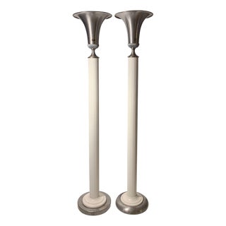 Vintage Art Deco Torcheres / Torchieres Floor Lamps - a Pair For Sale