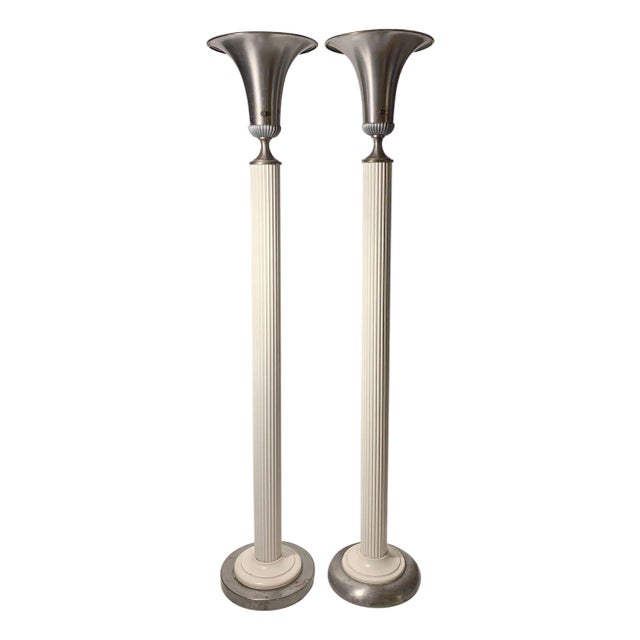 Vintage Art Deco Torcheres / Torchieres Floor Lamps - a Pair For Sale