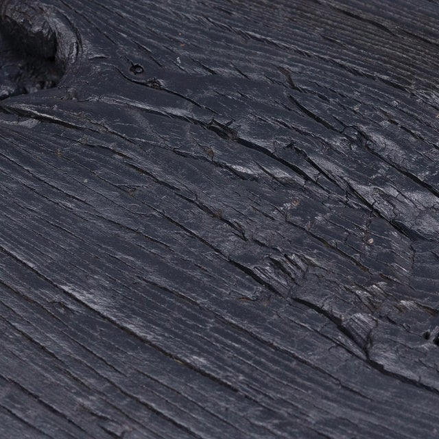 Wood Indigo Blue Reclaimed Elm Waterfall Table For Sale - Image 7 of 7