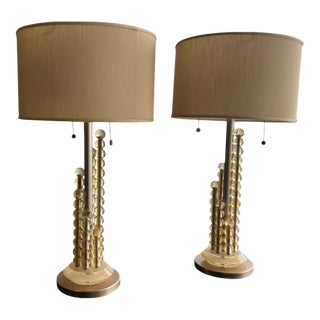 Mid-Century Modern Brass Table Lamps - a Pair For Sale