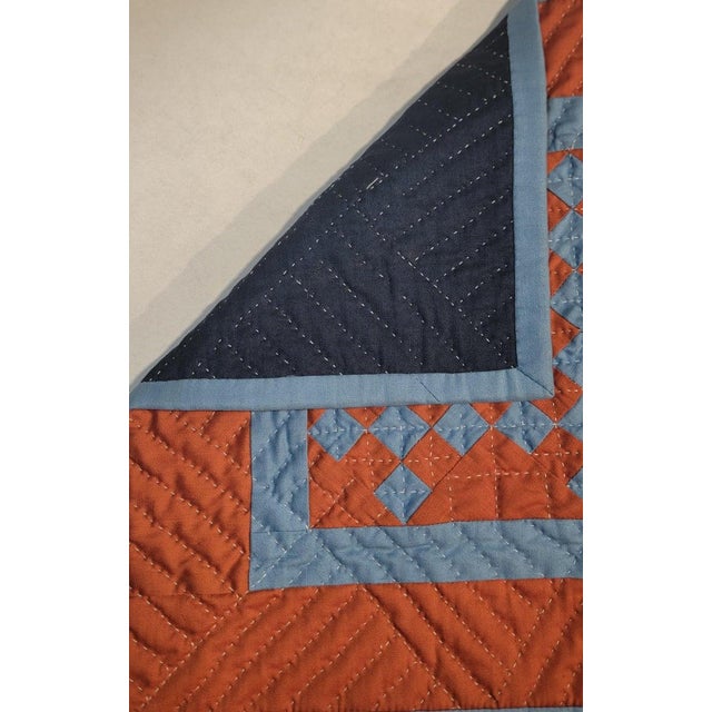 1950s Amish Postage Stamp Chain Doll Quilt For Sale - Image 5 of 5