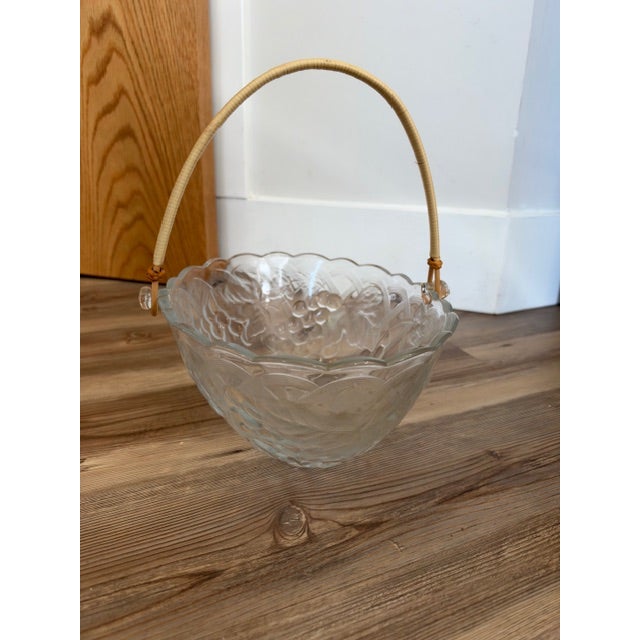Vintage Clear Pressed Glass Fruit Basket Bowl For Sale - Image 11 of 11