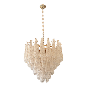 Mid Century Modern “Conchiglie” Murano Glass Gold Chandelier