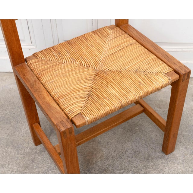 1970s Vintage Chairs in Elm and Straw from Maison Regain, 1970s, Set of 6 For Sale - Image 5 of 12