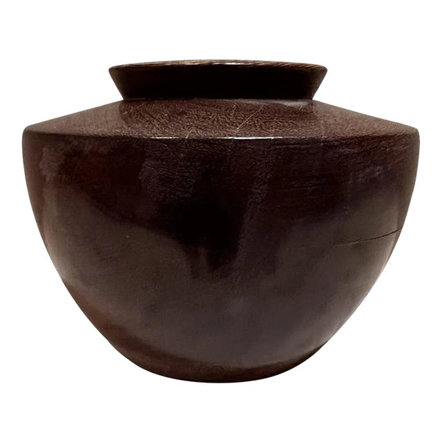 1960s Heavy Ebony Wood Vase Vessel For Sale