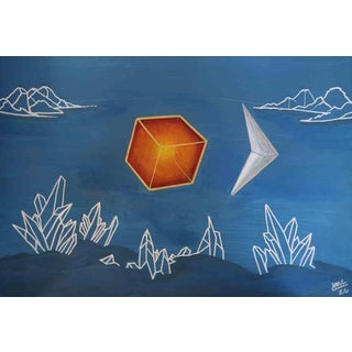 Anna Maria Caboni, Geometric Sun and Moon, 2026, Acrylic Painting on Canvas For Sale