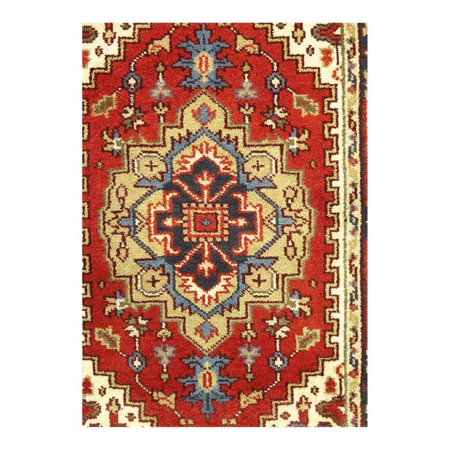 Indo Serapi design rug. Handmade Hand-knotted in fine lambswool. Lamb's Wool on a Cotton Foundation Vegetable Dyed Hand-...