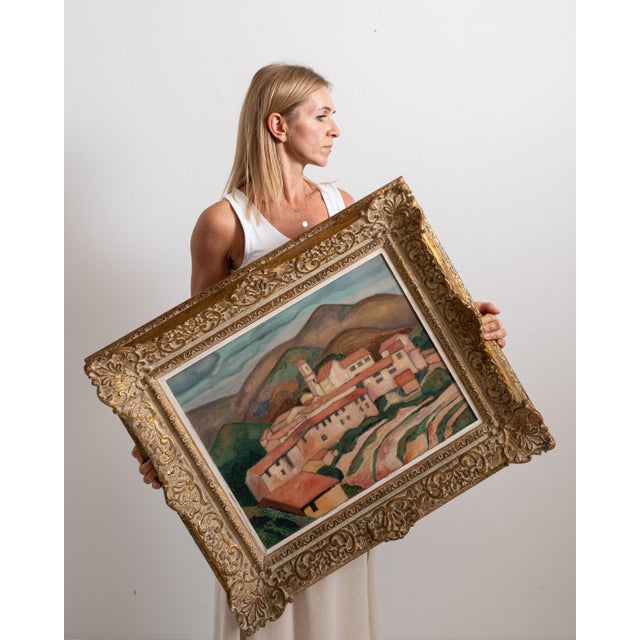 1940s France Green Canvas Painting For Sale - Image 14 of 15