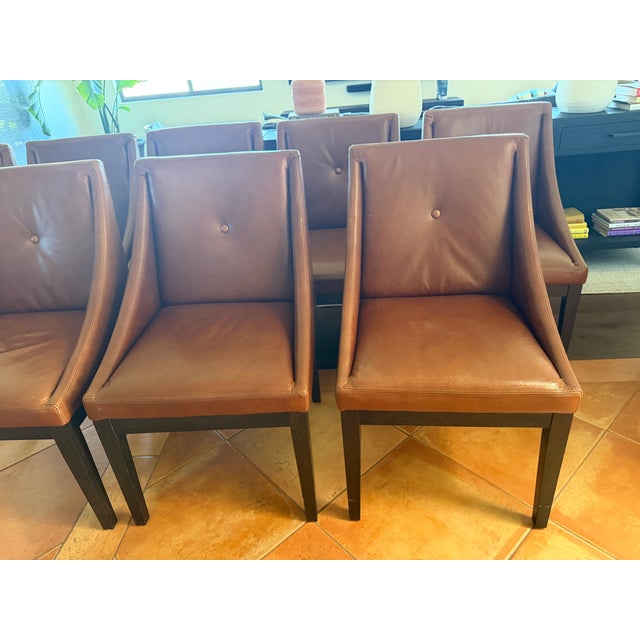 West Elm- Set of 8- Leather Dining Chairs For Sale - Image 9 of 12