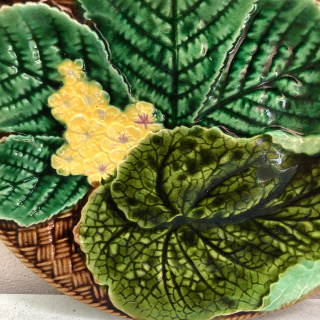 Farmhouse French Majolica Leaves Plate Clairefontaine, Circa 1890 For Sale - Image 3 of 5