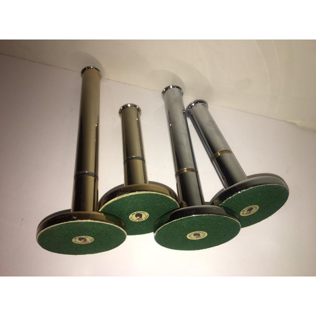 Late 20th Century Mid-Century Modern Brass, Chrome & 24 Carat Candle Stick Holders- Set of 4 For Sale - Image 5 of 7